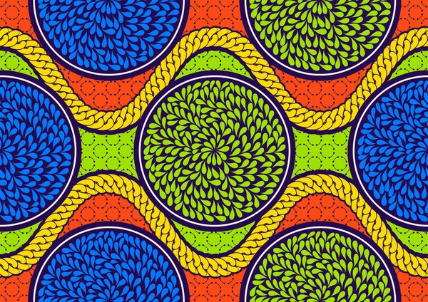 Abstrait Fond Motif Africain Feuilles Forme Cercle Art Textile Tribal — Image vectorielle