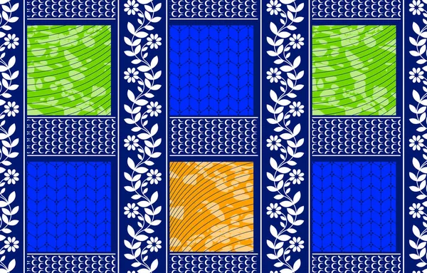 Abstrakt Blomma Rutnät Bakgrund Afrikansk Textilkonst Stam Abstrakt Handritning Hawaii — Stock vektor