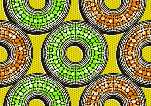 Disegno Pois Cerchio Astratto Modello Africano Sfondo Arte Tessile Tribale — Vettoriale Stock