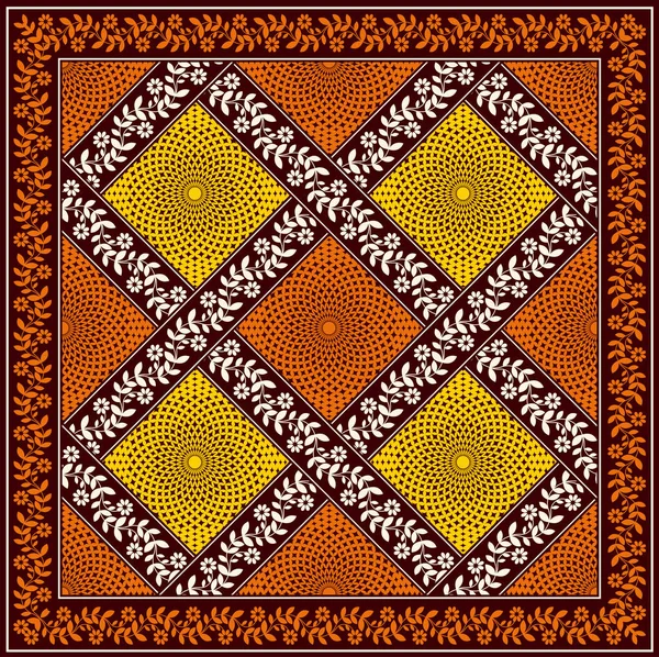 Handkerchief Bandana Print Abstract Pattern Background Textile Art Tribal Abstract — Stock Vector