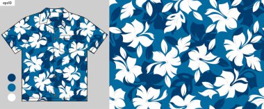 Contemporary Hawaiian Shirt Mockup, Ethnic Culture Patterns, Tropical Fashion Design for Summer, Cultural Diversity in Modern Fashion, Clothing Prints and Exotic Floral Patterns clipart