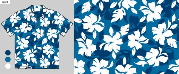 Camisa Havaiana Contemporânea Mockup Padrões Cultura Étnica Design Moda Tropical —  Vetores de Stock
