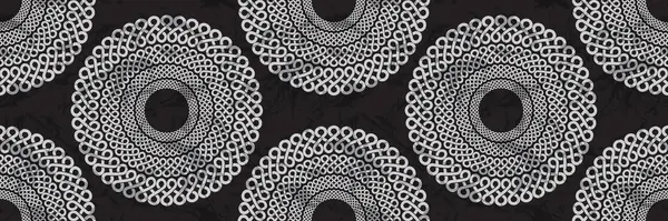 Circolare Sfondo Modello Tessuto Africano Disegno Astratto Sovrapposizione Disegnata Mano — Vettoriale Stock