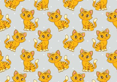 Yatak örtüsü, hediye paketi ve modaya uygun çizgi film geçmişi için kusursuz bir kaplan yavrusu modeli. Eğitim materyalleri, moda ve tekstil basımı için vektör tasarımı. Yapay zeka oluşturulmadı.