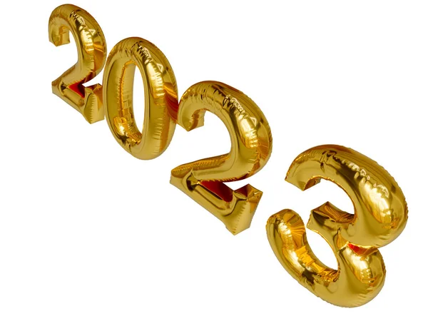 2023 Realistic Gold Foil Balloons Merry Christmas Happy New Year — Stock Photo, Image