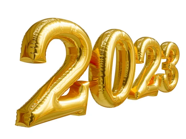 2023 Realistic Gold Foil Balloons Merry Christmas Happy New Year — Stock Photo, Image