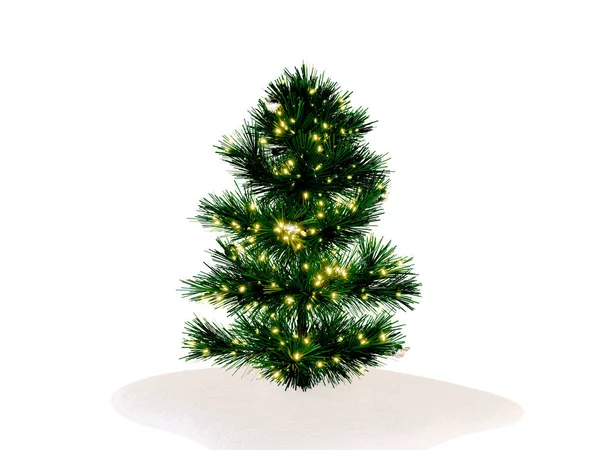 Karácsonyfa Vagy Fenyő Kész Díszíteni Elszigetelt Fehér Háttér Nyírási Útvonal — Stock Fotó