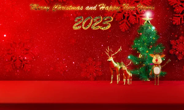Merry Christmas New Year Background Xmas Pine Fir Lush Tree — Stock Photo, Image