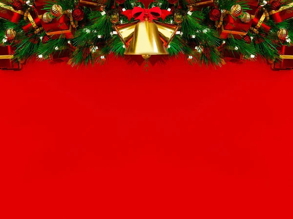 Kerst Achtergrond Rendering Bovenaanzicht Van Kerstgeschenkdoos Met Sparren Takken Dennenappels — Stockfoto