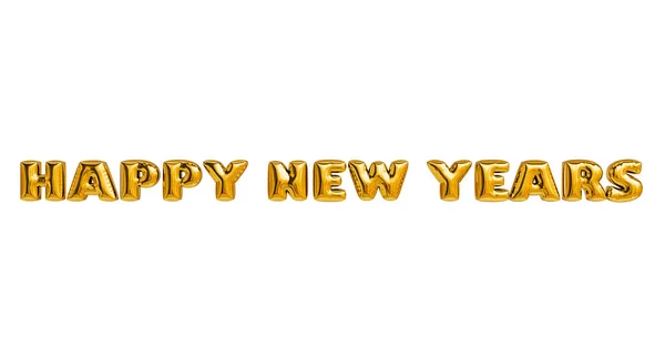 Happy New Year Gold Text Golden Foil Balloons Typography Rendering — Stock Photo, Image