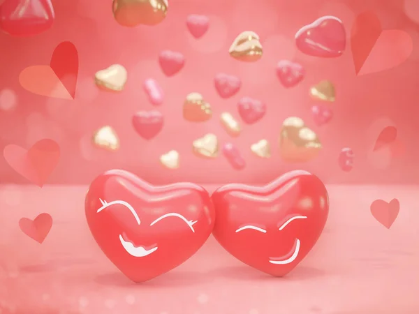 Happy Valentines Day Rendering Red Heart Balloons Shapes Light Bulbs — 图库照片