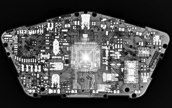 X-ray image of mother board of engine control unit or ECU in Motorcycle .