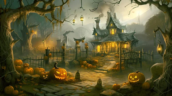 Concept Kunst Van Een Enge Nacht Halloween Halloween Backgrond Generatieve — Stockfoto