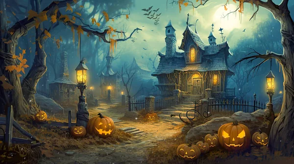 Conceptul Artă Unei Nopți Înfricoșătoare Halloween Backgrond Halloween Generative — Fotografie, imagine de stoc
