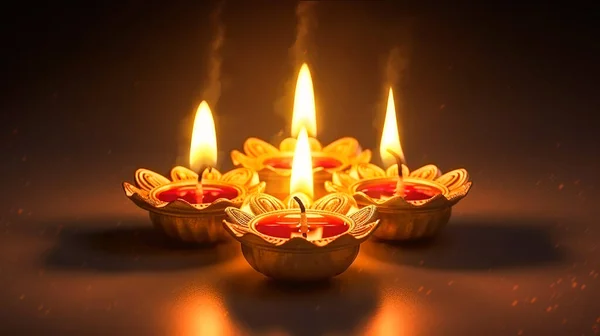 Diwali Indian Deepavali Hindu Festival Lights Holiday Gratulating Card Mplate – stockfoto