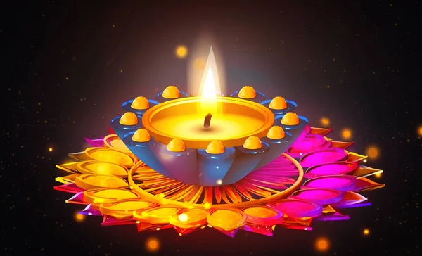 Diwali Indiano Deepavali Indù Festival Luci Vacanza Modello Biglietto Auguri — Foto Stock