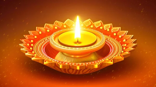 Diwali Indian Deepavali Hindu Festival Lights Holiday Greeting Card Template — Stock Photo, Image