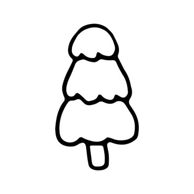 Doodle Sketch tarzında Noel Ağacı Siyah ve Beyaz Renk Kitabı. Xmas Ağacı Resimli Çocuklar için El Çizimi Sayfası.