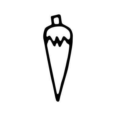 Noel Ağacı Oyuncak Siyah ve Beyaz Çizim Tarzı Kitabı. Xmas Buz Sarkıtı Resimli Çocuklar için El Çizimi Renklendirme Sayfası.