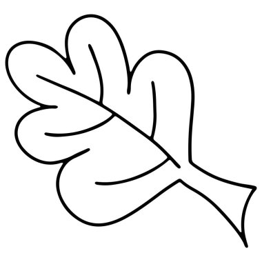 Beyaz Arkaplanda Yaprak İllüstrasyonu. Çizgi Sanatında Yaprak Resmi. Çocuklar için boyama sayfası. Siyah ve Beyaz Renk Kitabı.