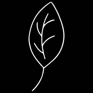 Siyah Arkaplanda Vektör Yaprak İllüstrasyonu. Çizgi Sanatında Yaprak Resmi. Çocuklar için boyama sayfası. Siyah ve Beyaz Renk Kitabı.