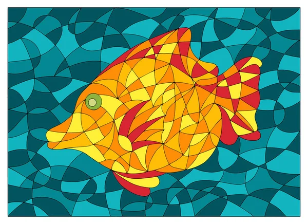 Colored Illustration in stained glass style with abstract Fish. Abstract Fish Illustration.