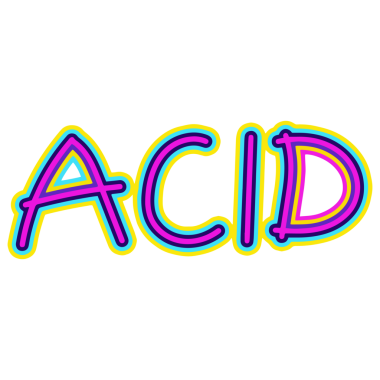 Şeffaf Arkaplanda Asit Kelimesi İzole Edilmiş Renkli Çizgi Film Çizimi. Retro 60 'ların Psikedelik Tasarımı. Asit Çizgi Film İllüstrasyonu. Çizim illüstrasyonu.