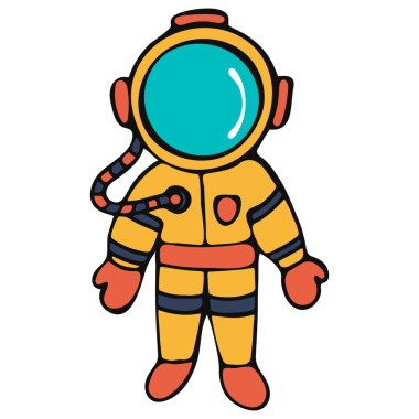 El Çizimi Galaksi Astronotu Şeffaf Arka plan 'da izole edildi. Uzay giysisinde renkli bir kozmonot. Kozmonotlar için Tasarım Günü, Uzay Günü, Kozmonotlar Günü ve Astronotlar Günü.