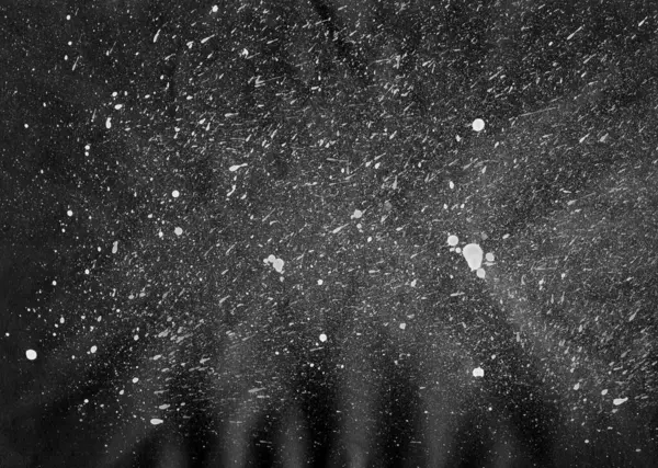 Watercolor Black and White Splash Background. White Splashes on Black Background. Space, Snow Blizzard, Star, Universe.