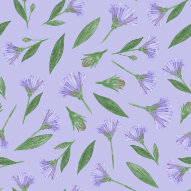 Mavi Arkaplan 'daki Basit Çiçek Çiçeksiz Desen. El Çizimi Basit Mısır Çiçeği Dijital Kağıdı. Vahşi Çayır Çiçekleri Renkli Kalemler Tarafından Çizilmiştir.