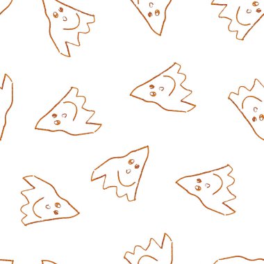 Pastel kalemle çizilmiş komik hayaletler. Kusursuz Şekilsiz Cadılar Bayramı İllüstrasyonu. Renkli Kalemlerin Çizdiği Hayaletli El Çizimi Sayısal Kağıt.