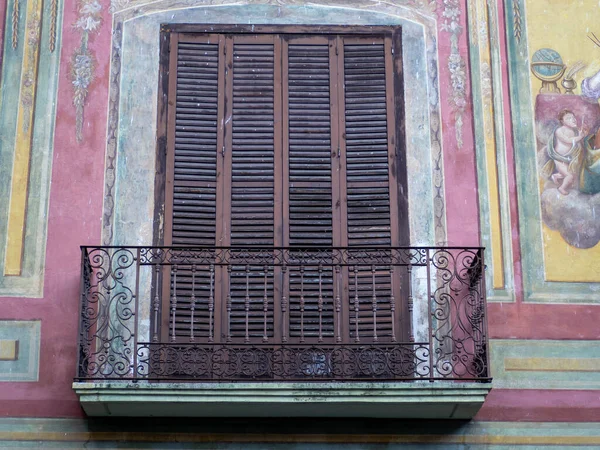 Detail Der Fassade Der Plaza Mayor Graus Huesca Aragon Spanienfarbene — Stockfoto