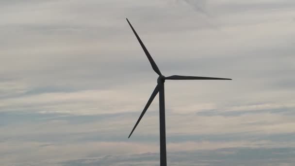 Wind Turbines Dawn Blue Sky Clouds Wind Farm Generating Green — Stock Video