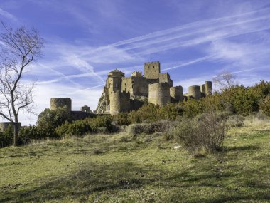 Loarre Castle Romanesque ortaçağ Roma savunma kalesi Huesca Aragon İspanya İspanya 'nın en iyi korunmuş ortaçağ kalelerinden biri