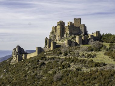 Loarre Castle Romanesque ortaçağ Roma savunma kalesi Huesca Aragon İspanya İspanya 'nın en iyi korunmuş ortaçağ kalelerinden biri