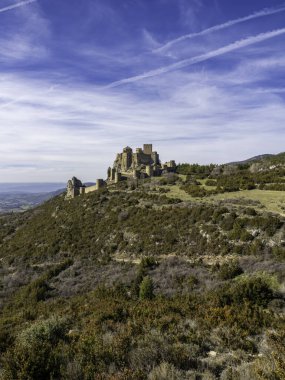 Loarre Castle Romanesque ortaçağ Roma savunma kalesi Huesca Aragon İspanya İspanya 'nın en iyi korunmuş ortaçağ kalelerinden biri