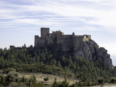 Loarre Castle Romanesque ortaçağ Roma savunma kalesi Huesca Aragon İspanya İspanya 'nın en iyi korunmuş ortaçağ kalelerinden biri