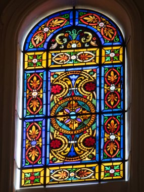 Kudüs, İsrail 'deki Kutsal Mezar Kilisesi' nin vitraylı penceresi.