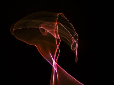 Siyah arkaplanda renkli neon ışık çizgileri. Parlak renklerde dönen soyut ışık yolları. Işık resminin bulanık hareketinin ormanları. Geceleri bulanık ışıklar. Kasıtlı kamera hareketi, ICM sahnesi