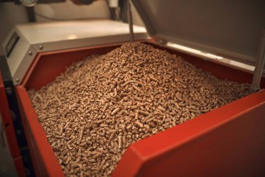 Pellet boiler system. Biomass heating systems generate heat from biomass. Renewable energy and sustainable future