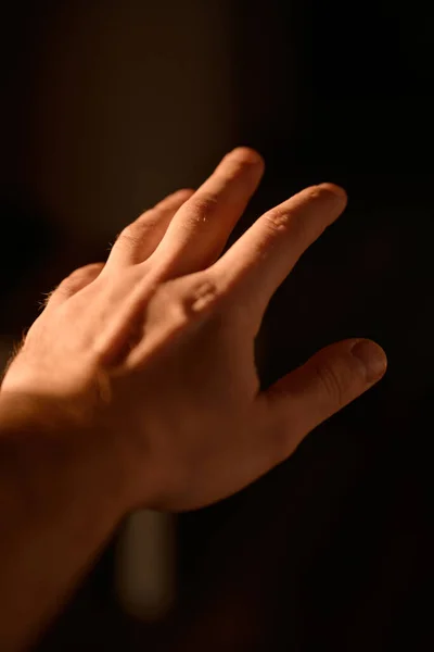 Mâna Omului Lumina Soarelui Anatomia Mâinilor Umane Lumină Naturală Umbre — Fotografie, imagine de stoc