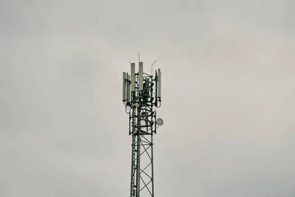 Lte Ağı Bağlantısı Geçmişi Telekomünikasyon Kulesi Farklı Cep Telefonları Radyo — Stok fotoğraf