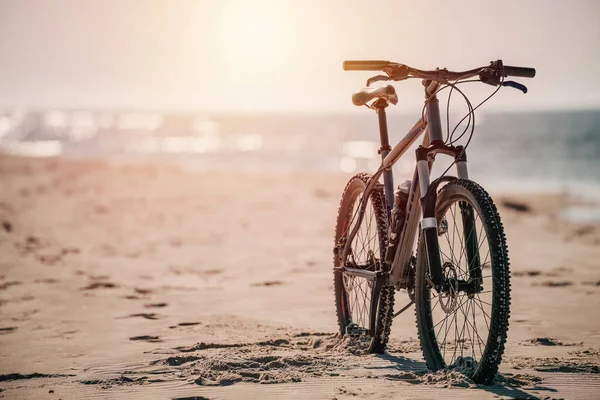 Bicicleta Moderna Praia Vida Férias Conceito Recreação Fitness Motivação Esportes — Fotografia de Stock