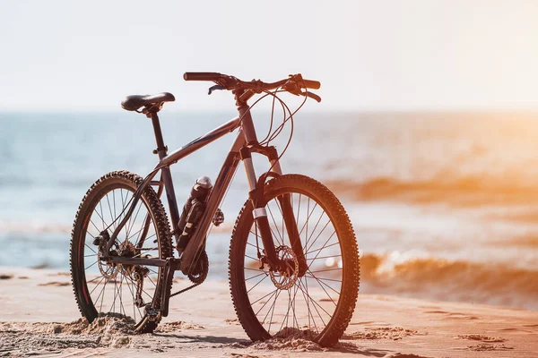 Bicicleta Praia Areia Costa Mar Báltico Fitness Motivação Esportes Inspiração — Fotografia de Stock