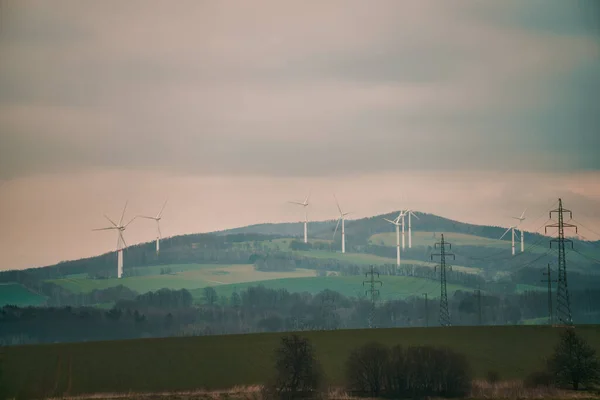 Wind Turbines Sky Wind Turbines Europe Concept Sustainable Green Future — Stock Photo, Image