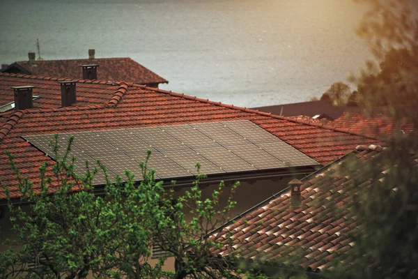 Obrazová Šablona Pro Solární Střešní Společnost Solární Panely Solární Střechy — Stock fotografie