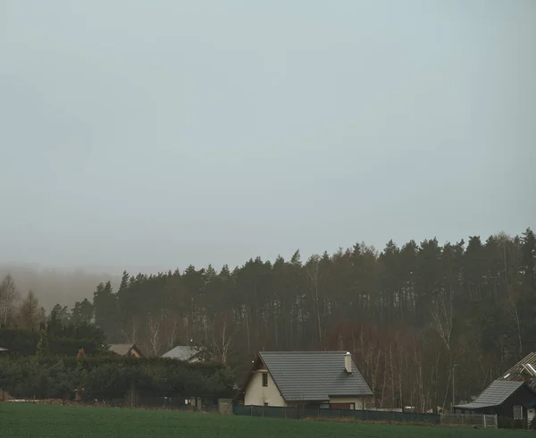 Gemütliches Landhaus Waldlandschaft Mit Kleinem Gemütlichem Ländlichem Häuschen Weit Weg — Stockfoto