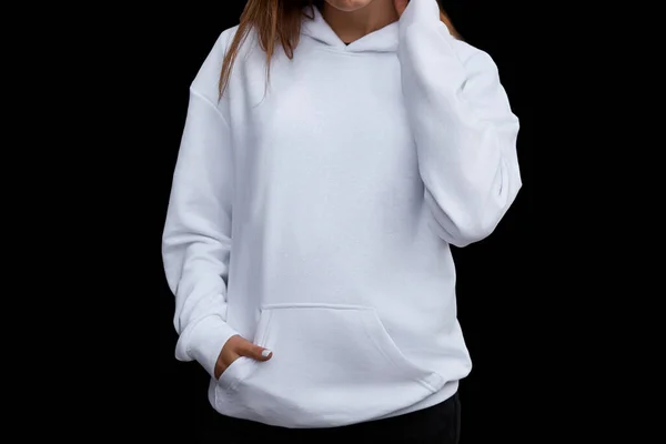 Basic Clothing Brand Mockup Design Template Hoodie Casual Sportswear Woman — Stock fotografie