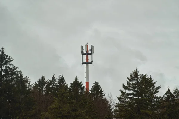 stock image Cell Tower in Rural Landscape. Connecting Communities with 5G and 4G Networks. LTE internet tower for mobile phone