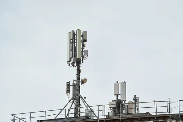 Anten Iletişim Teknolojisi Telekomünikasyon Lte Letişim Kulesi Veriye Bağlanıyor Şeylerin — Stok fotoğraf